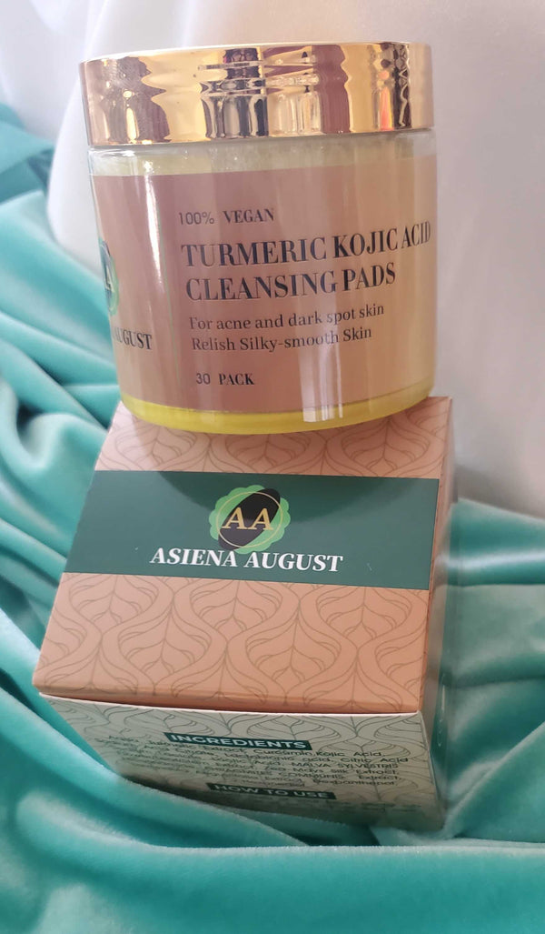 ASIENA AUGUST Turmeric Kojic Acid Cleansing Pads – Your Solution to Clear, Bright, and Glowing Skin!